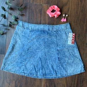 BONGO acid wash jean high waisted mini skirt